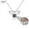 Custom Photo Necklace Projection Necklace with Picture I Love You 100 Languages Personalized Necklace Jewelry Gifts for Women