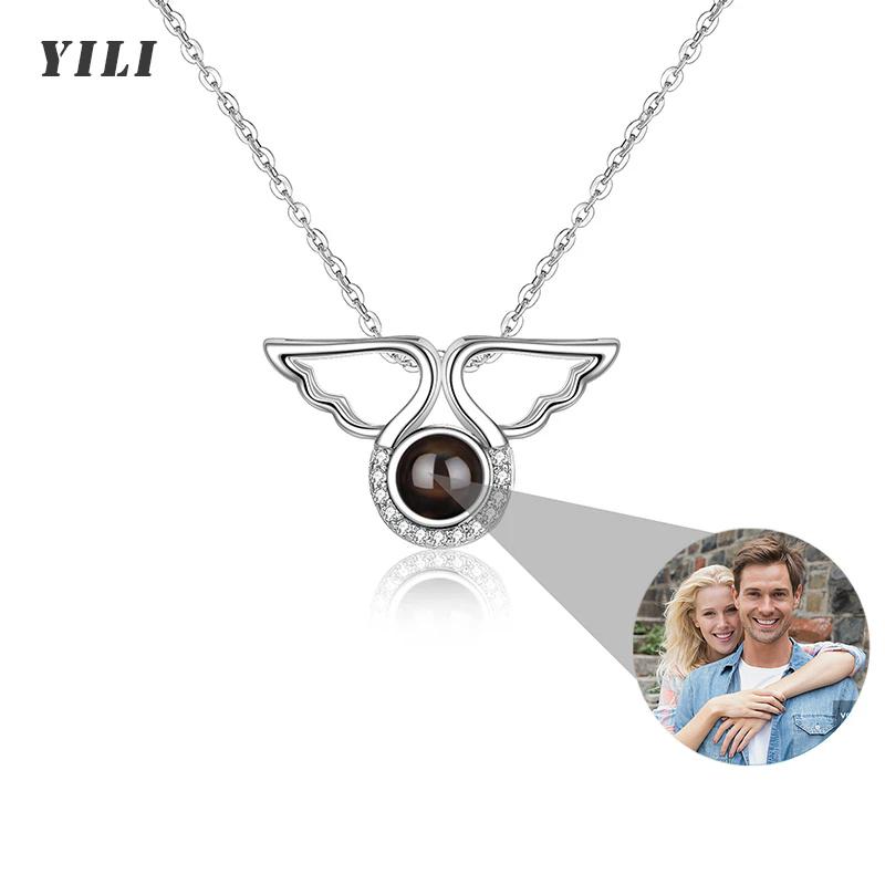 Custom Photo Necklace Projection Necklace with Picture I Love You 100 Languages Personalized Necklace Jewelry Gifts for Women