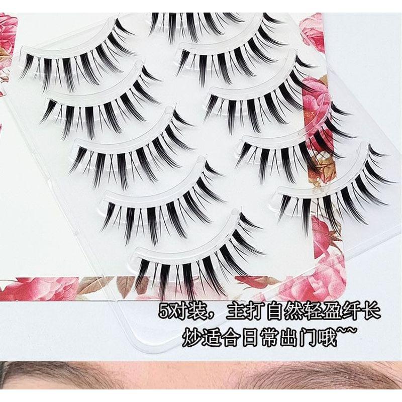 Lashie - Set of 5 Pairs: Spikey Clear Band False Eyelashes