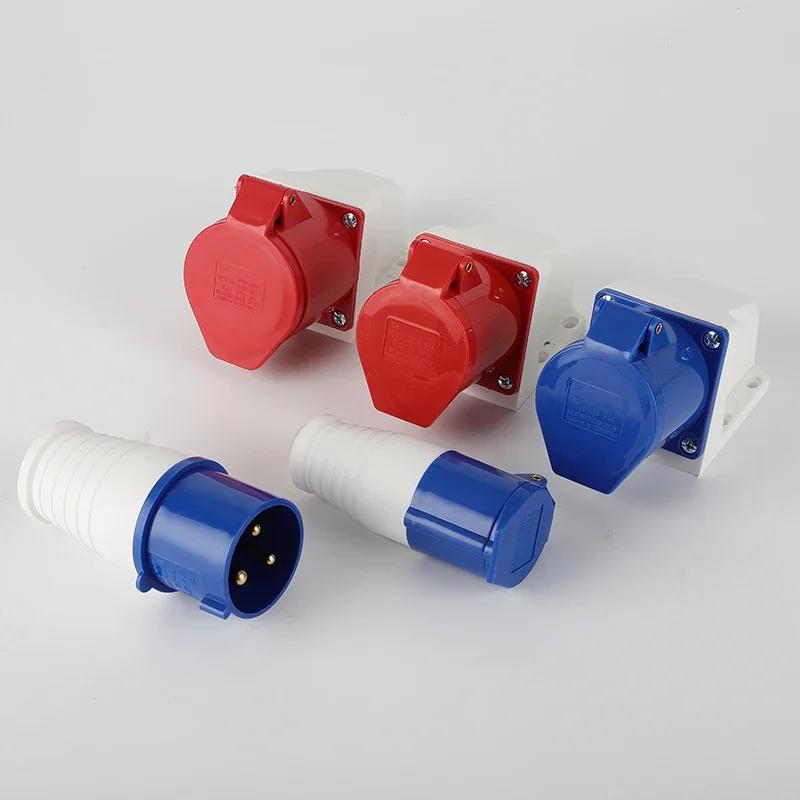 5Pcs Industrial Plug and Socket Waterproof Connector 3PIN 4PIN 5PIN 16A/32A Waterproof Electrical Connection Wall Mount Socket