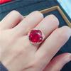 Purple Gold Inlaid Square Redstone Ring Exaggerated Temperament Atmospheric Rose Gold Plated Ring