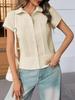 2026 Spring/Summer Retro Slim Solid Color Lapel Short Sleeve Women's Shirt