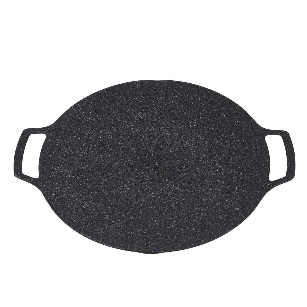 Korean Grill Pan Nonstick Round BBQ Griddle with 2 Handle Compatible for Induction Cooker Gas Stove Indoor Outdoor