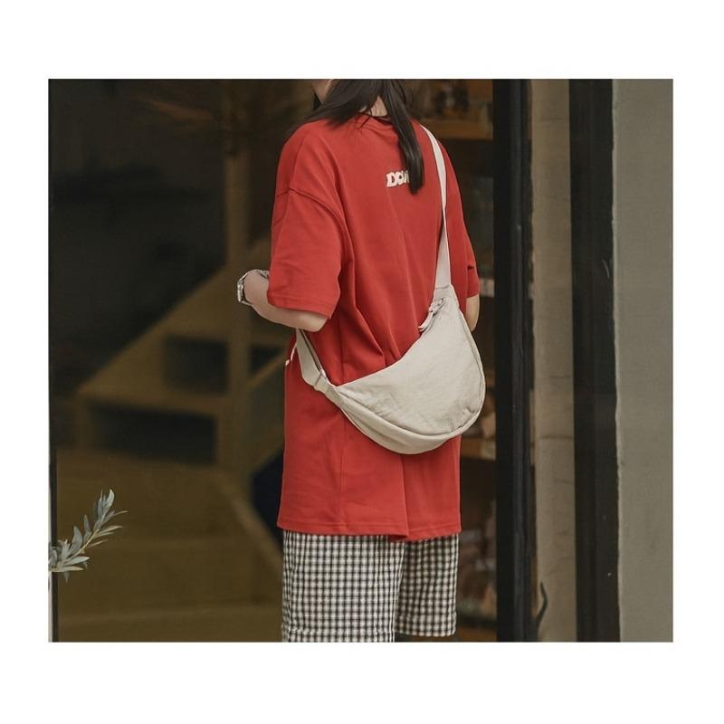 Casual Minimalist Crescent Zipper Shoulder Bag, All-Match Versatile Handbag For Daily Use, Sports Bag