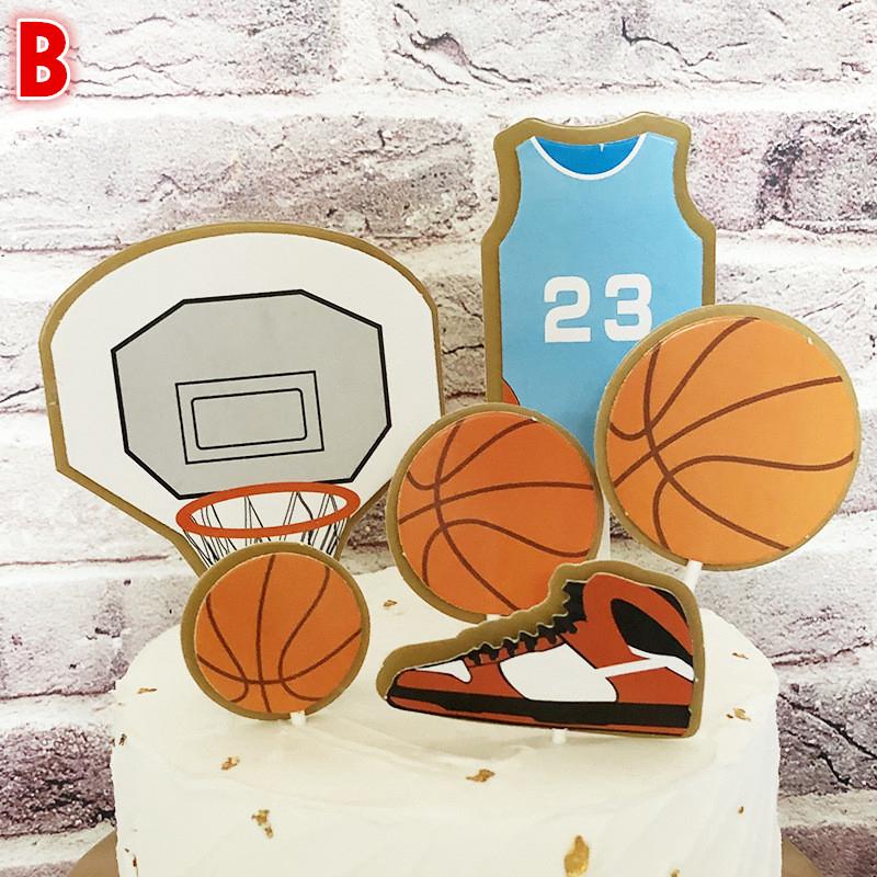 30 Topper Per Cupcake A Tema Basket | Stuzzicadenti Decorativi Per Torta | Festa Di Compleanno Sport Bambino