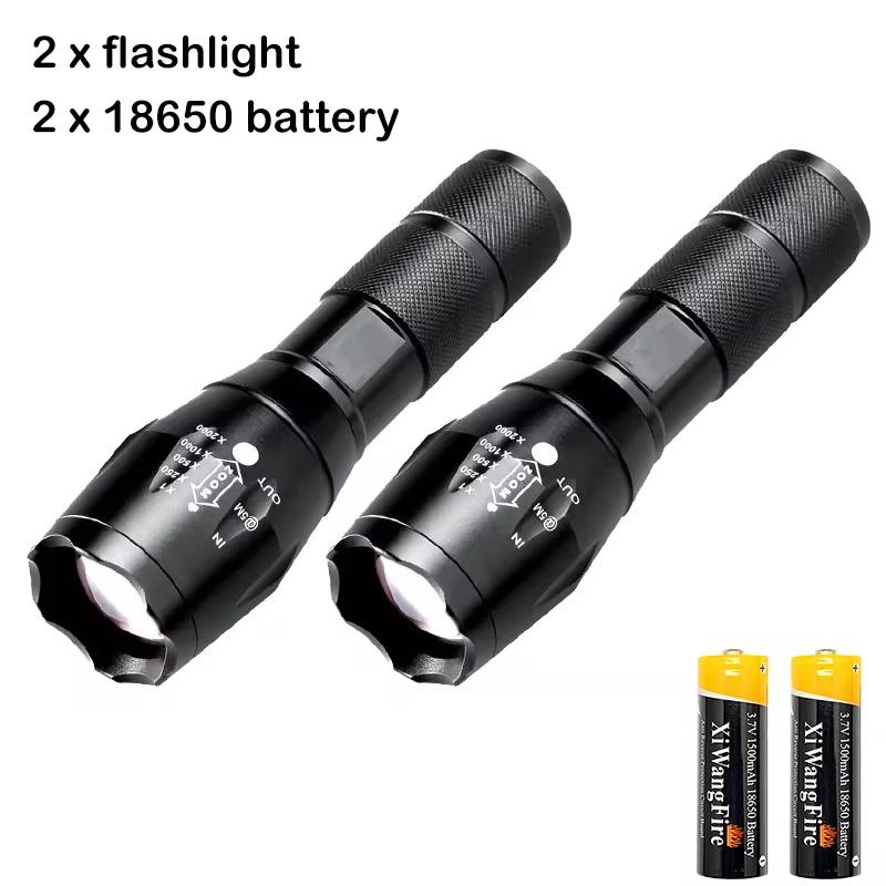 High Power T6 LED Flashlights Camping Torch 5 Light Modes Zoom Light Aluminum Alloys Waterproof Material External 18650 Battery