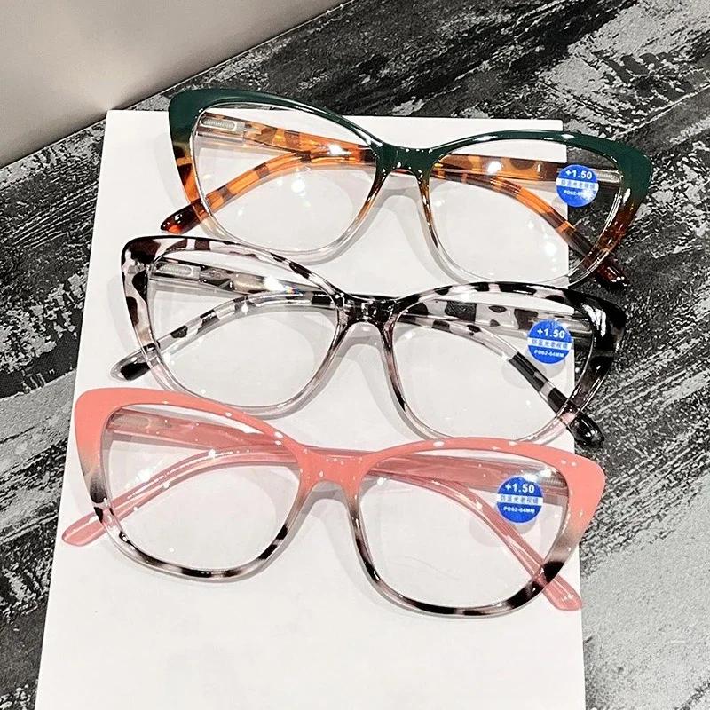 Women's New Fashion Cat-eye Large Frame Presbyopia Glasses Neutral Fashion Anti-blue Light High Definition Reading Glasses