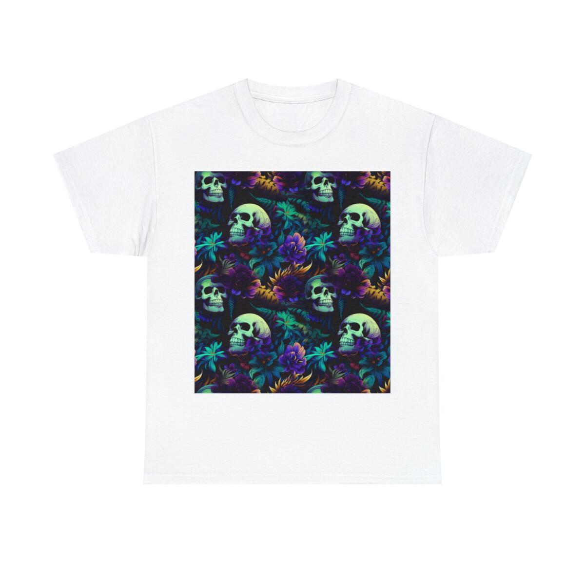 Unisex Adult T Shirt Hawaiian Tropical Surf Skulls Beach Floral Aloha Floral Art S разноцветный