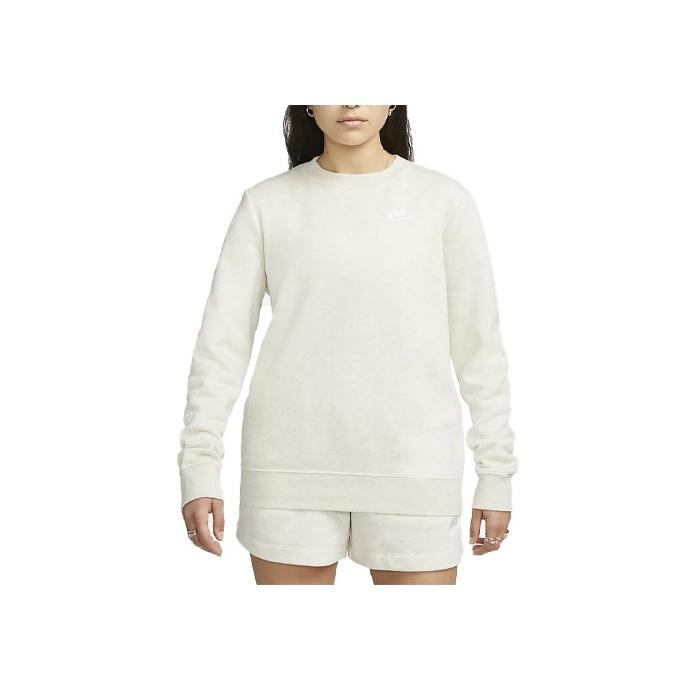 Nike Sportswear Club Fleece Crew-Neck Sweatshirt With Embroidered Logo Women Sweatshirt Oatmeal DQ5473-141