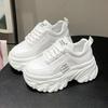 Wit Zwart Chunky Sneakers Dames Lente Herfst Dikke Zool Schoenen Dames PU Leer Platform Sneakers Dames Veterschoenen