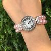 Japanese & Korean Style Pearl Rhinestone Heart Bracelet Watch - Women's Quartz Watch