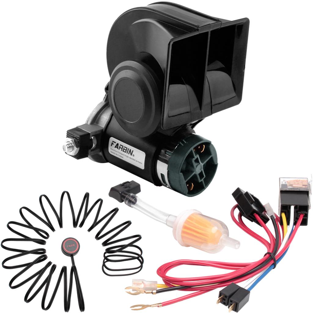 FARBIN Snail Air Horn With Compressor Relay Harness 12V 150db Super Loud Dual Tone Car Horn For Truck Motorcycle Car Accessory