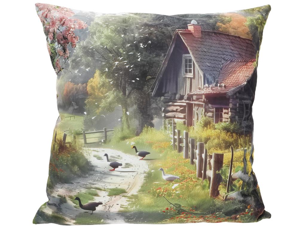 Decorative Pillow With Filling Rustic Settlement Village Pillowcase Jas