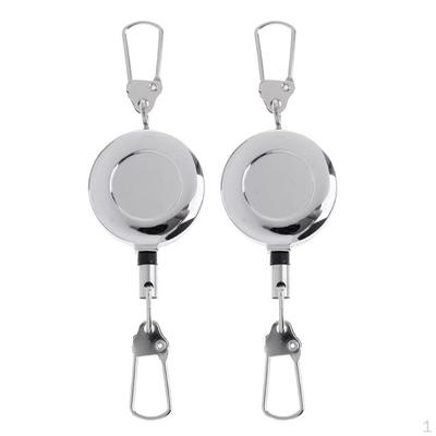 2pcs Fly Fishing Retractable Zinger Reel Cord Retractor Tools Key Chain