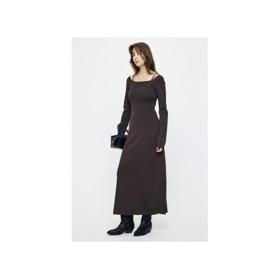 OPEN NECK KNIT LONG Dress D/BRN3