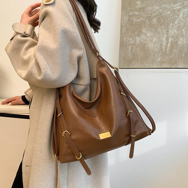 Retro casual tote bag women's new trend fashion large capacity backpack texture commuter shoulder bag messenger bag women
