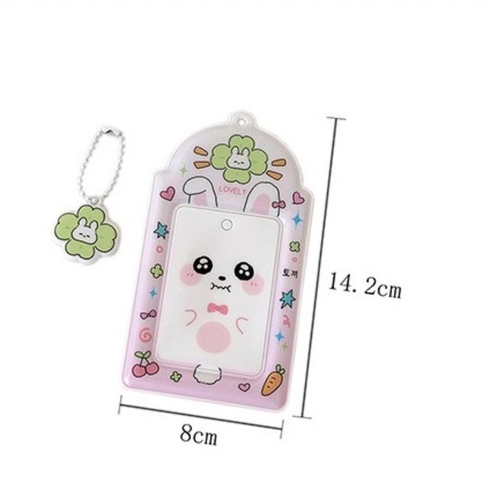 New PVC Photocard Holder Keychain Hanging Decoration Idol Card Display Protector Photo Frame Cartoon Animal ID Badge Holder