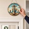 Decorative Hanging Sign Lightweight Wooden Wall Art Sign with Marine Elements Rudder Lifebuoy