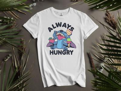 T-shirt Stitch Sempre Affamato T-shirt Uomo Donna Unisex Tshirt L203
