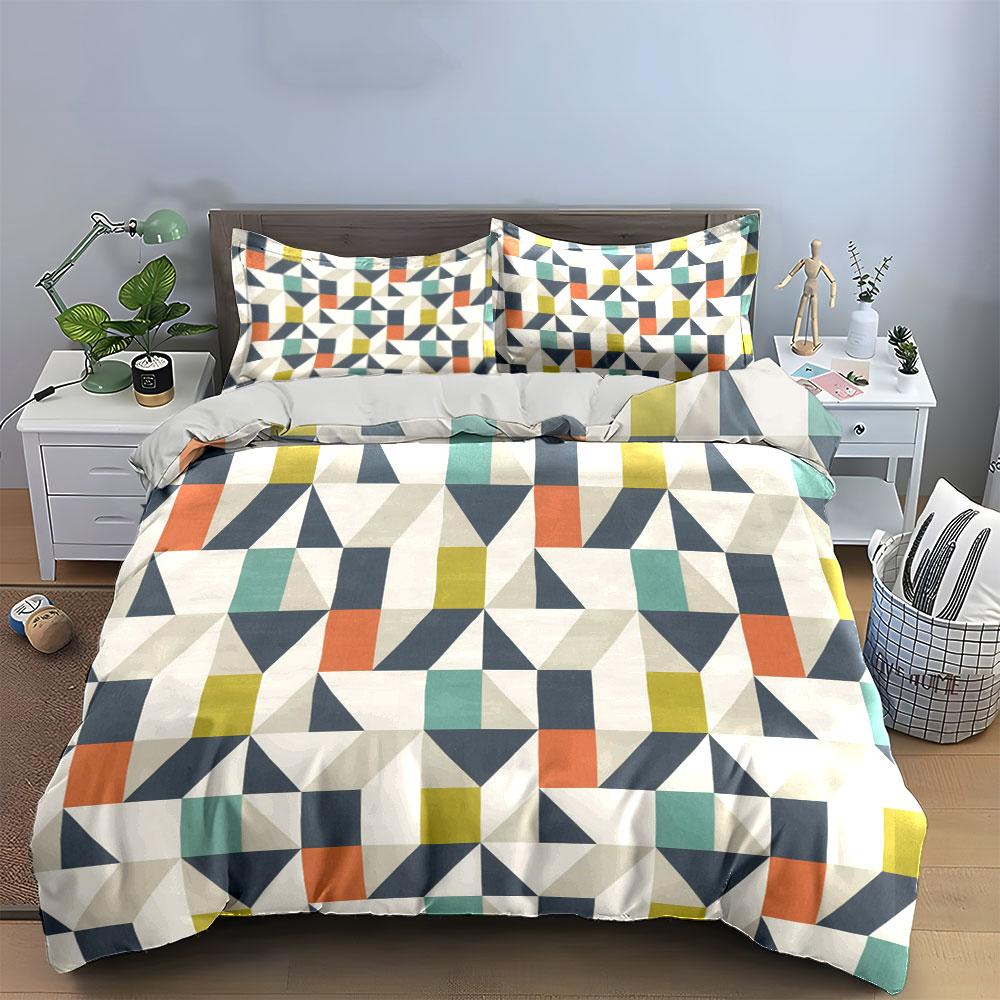 Geometrisches Muster Dreiteiliges Set Mehrere Größen Kinder- Und Erwachsenen-Schlafzimmer Exquisites 3-teiliges Bettwäsche-Set, Geschenk