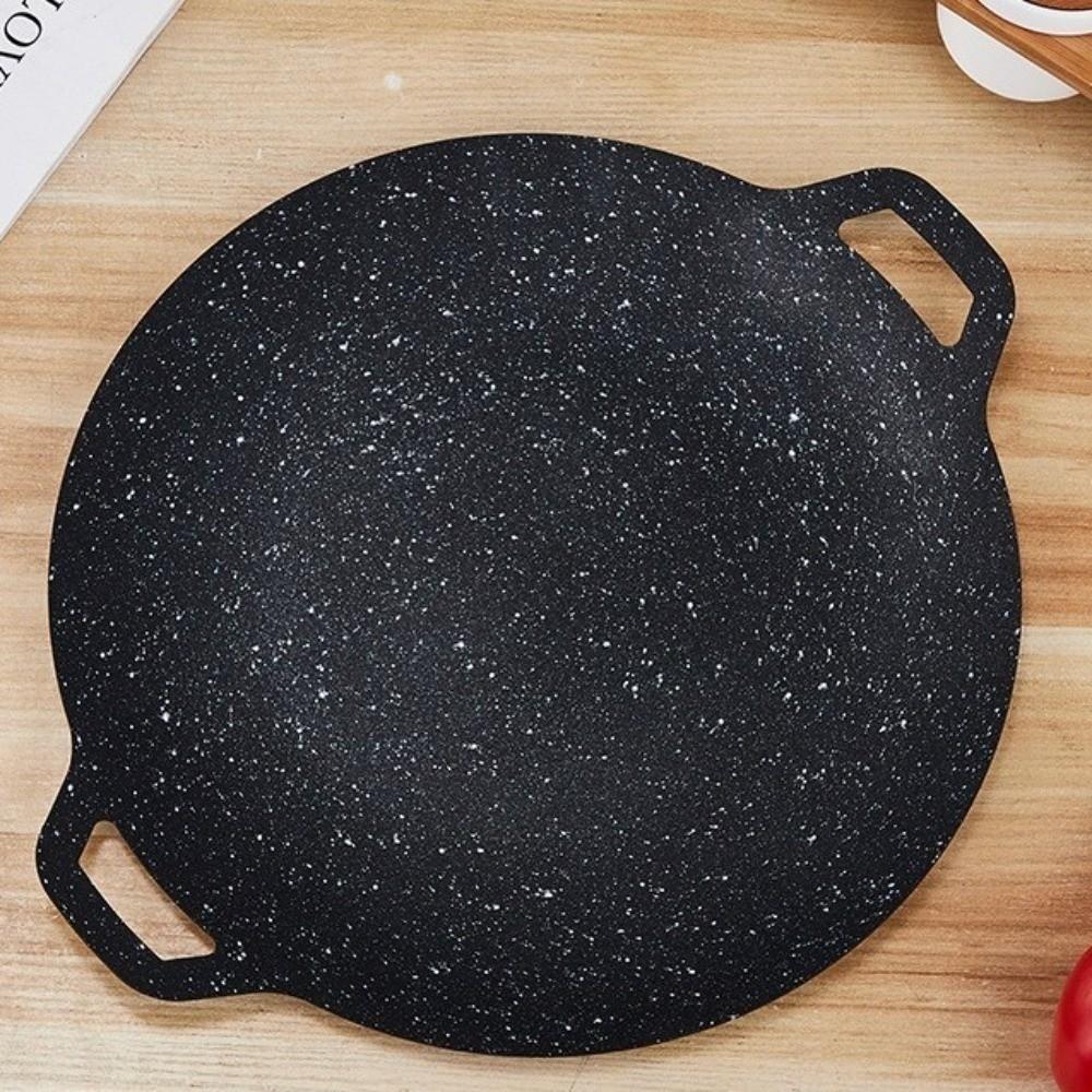 Heat-resistant Holder Smokeless Griddle Pan Round Shape Barbecue Plate Teppanyaki Pan  Home Picnic