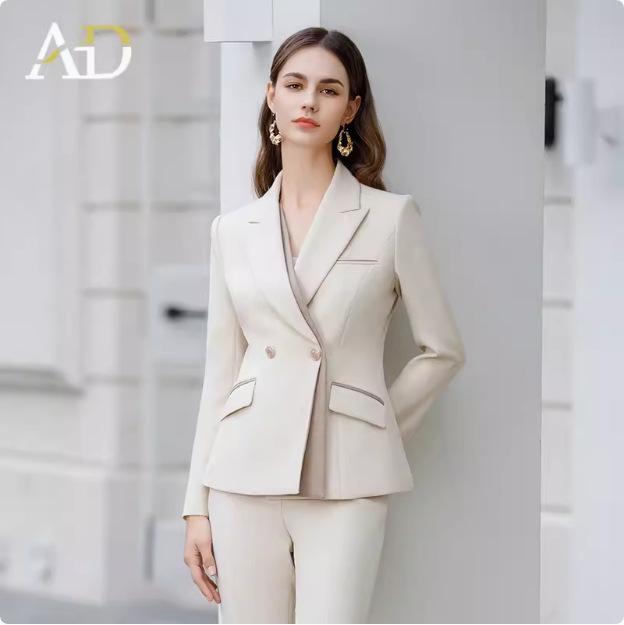 Front Desk Workwear Women's 2024 Elegant Spliced Light Color Suit Jacket for Managers