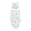 2PCS Set Newborn Swaddle Wrap with Bear Ear Hat Soft Cotton Anti‑Startle Adjustable Anti‑Kick Baby Sleepsack Breathable Infant Sleeping Blanket