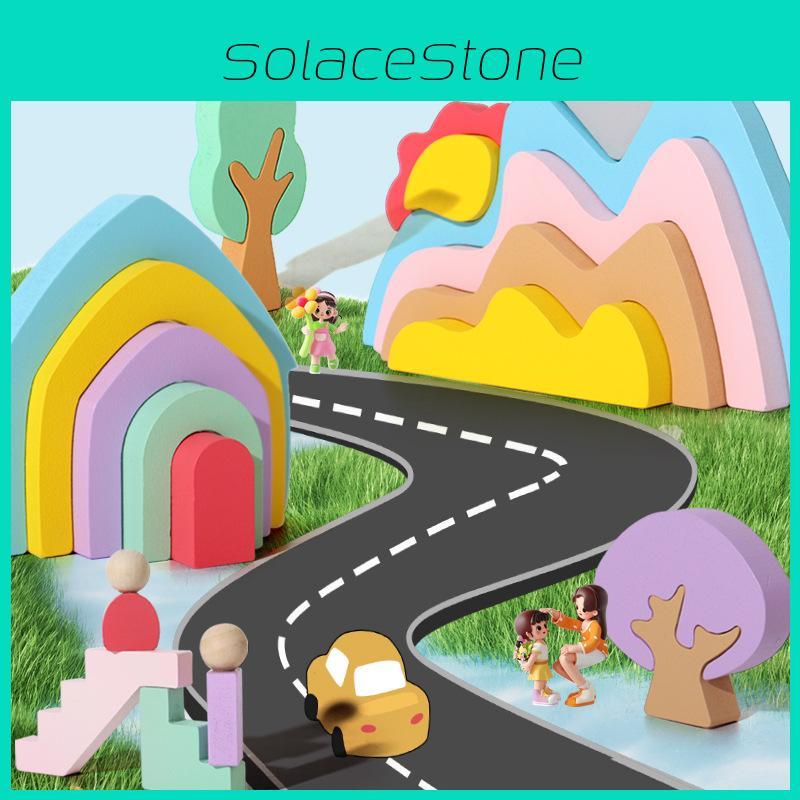 Childrens Wooden Rainbow Block Set For Early Education Color Recognition And Creative Play