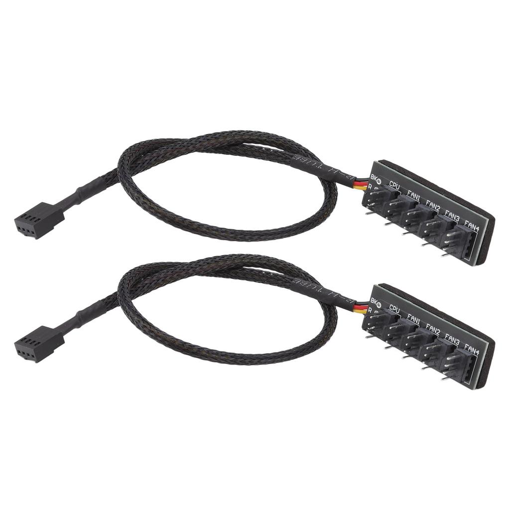 2pcs PWM Fan Hub Splitter 4 Pin Black 1 to 5 Way Self Adhesive Fan Extension Splitter for 3 Pin 4