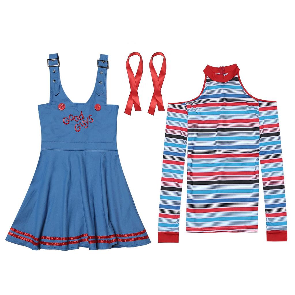 [SCLYX] Child's Play Chucky Cosplay Costume for Adults (Women's) - Chucky Costume, Child's Play Cosplay, Halloween Cosplay, Horror, Event Costume, Par