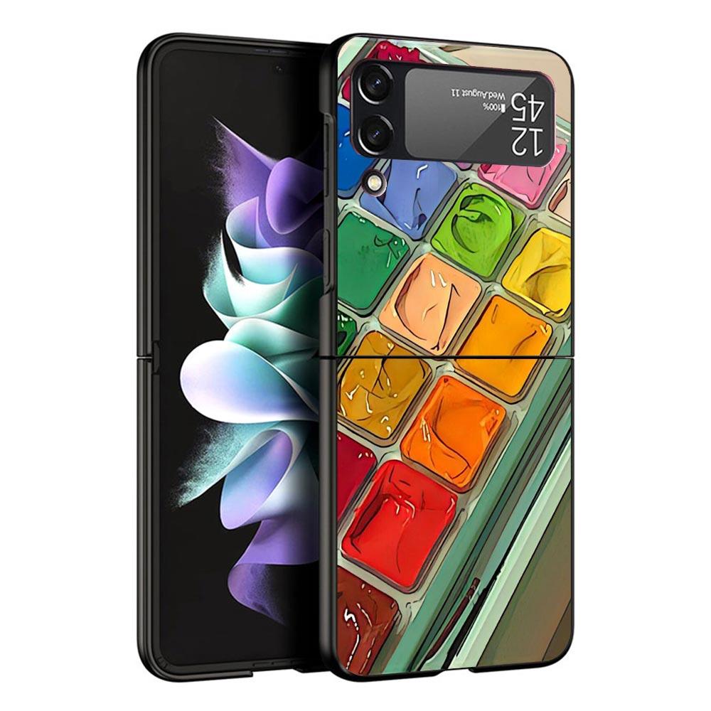 

Watercolors Set Paint Palette Painting Box Black Phone Case For Samsung ZFlip7 ZFlip6 ZFlip5 ZFlip4 ZFlip3 5G Hard Protective Ga Samsung Z Flip 5