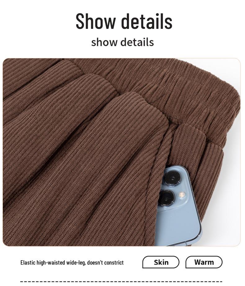 Mom's Plus Size Velvet Corduroy Pants for Middle-Aged Women - Warm, Loose Fit for Autumn/Winter