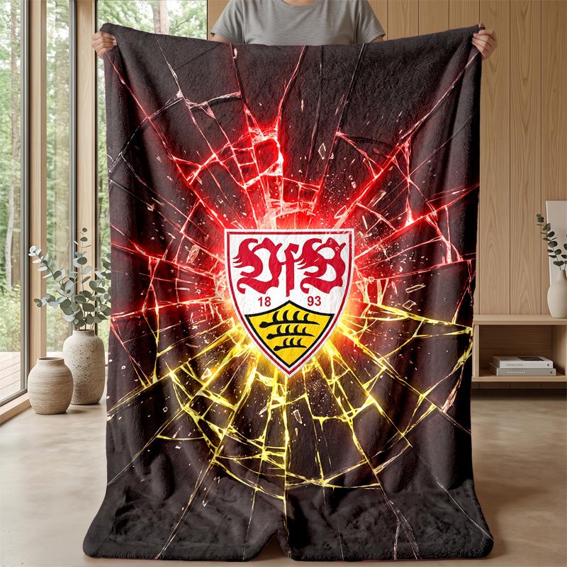 VfB Stuttgart Football Print Flannel Blanket, Soft Warm Lightweight Throw Blanket for Sofa Bed Camping