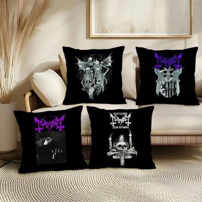 M-Mayhem Band Cushion Cover Soft Short Plush Pillow Cover Smooth Cozy Texture Aesthetic Cushion Case Home Decor