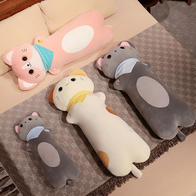 70~130cm Cat Long Pillow Stuffed Soft Cartoon Animal Bolster Plushie Sleeping Leg Support Peluche Birthday Gift