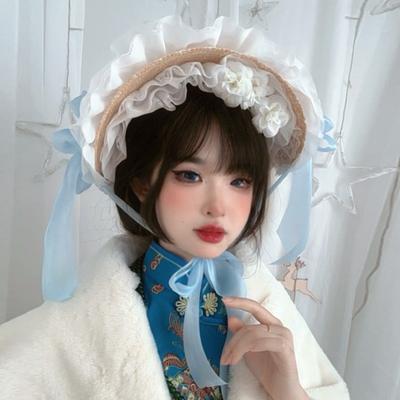 Lolita Hat Flower Bell Handmade Ponet Multi-color Original Design Idyllic Lolita Straw Hat Woman