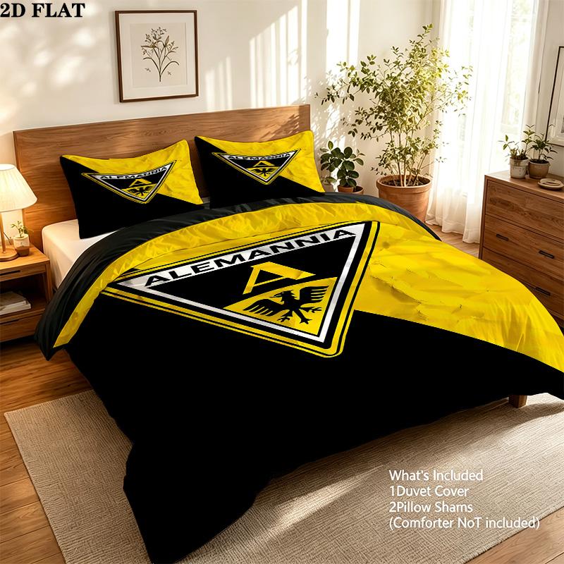 Alemannia Aachen Pattern Bedding Quilt Set Quilt Cover Pillowcase Home Birthday Gift(1 * duvet cover + 2 * pillowcase, without core)