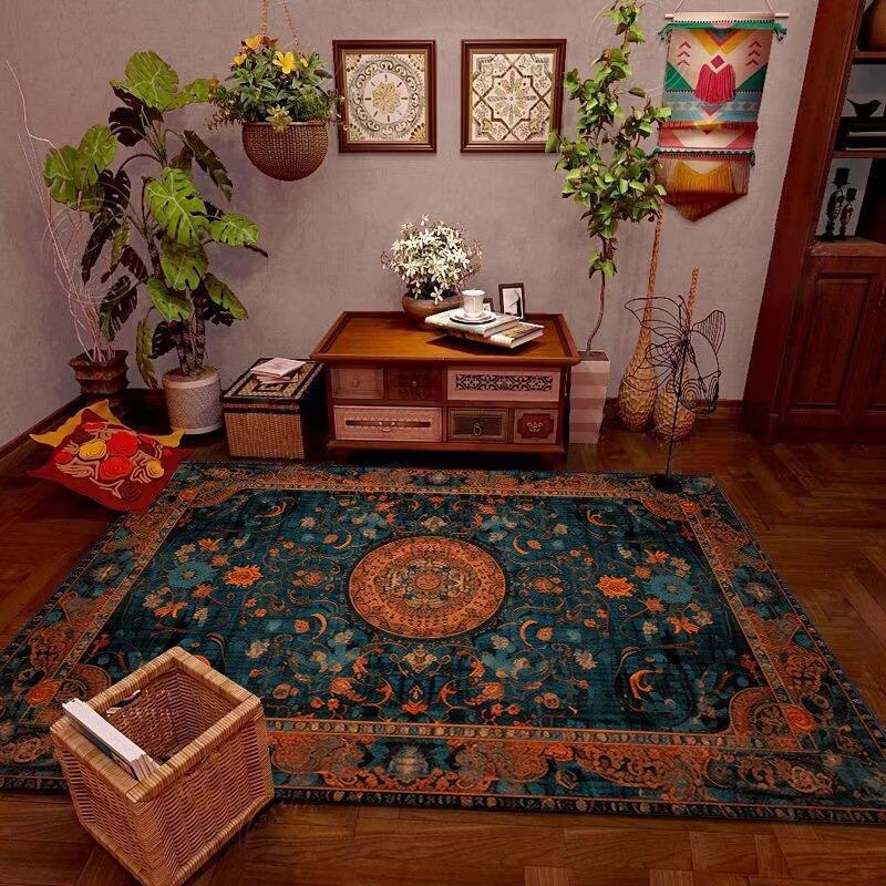 

Retro Persian Living Room Decoration Carpets Luxury Large Area Rug for Bedroom Comfortable Non-slip Washroom Floor Mat Durable 60x90cm