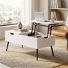 Height-Adjustable Coffee Table Living Room Table with Hidden Storage for Living Room, 50 X 100 Cm, White