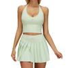 Alosco Plissiertes Yoga-Tanktop & Rock Set - Doppellagig Tennis/Golf/Laufen Fitness Zweiteiler