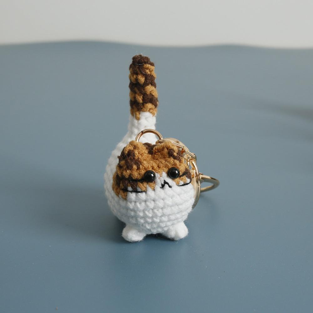 Handmade Handwoven Kitten Pendant Multi Color Animal Bag Charm Cat Key Ring  Gift Giving