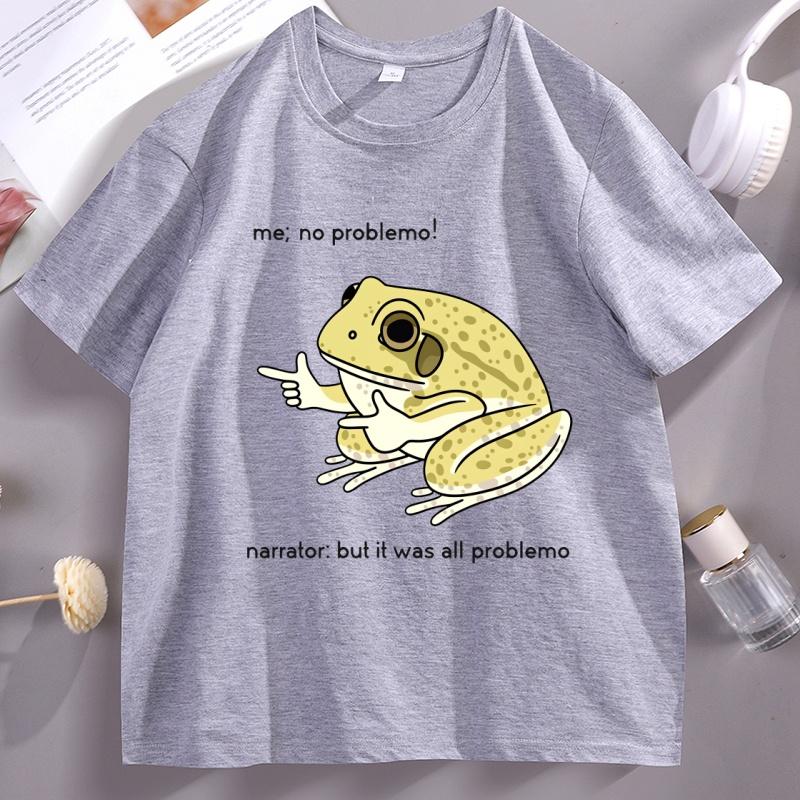Funny Frog Me No Problemo Tshirt Casual Cotton Short Sleeve Tee Shirt Loose Humor Graphic T Shirts Unisex Women Streetwear Clothes