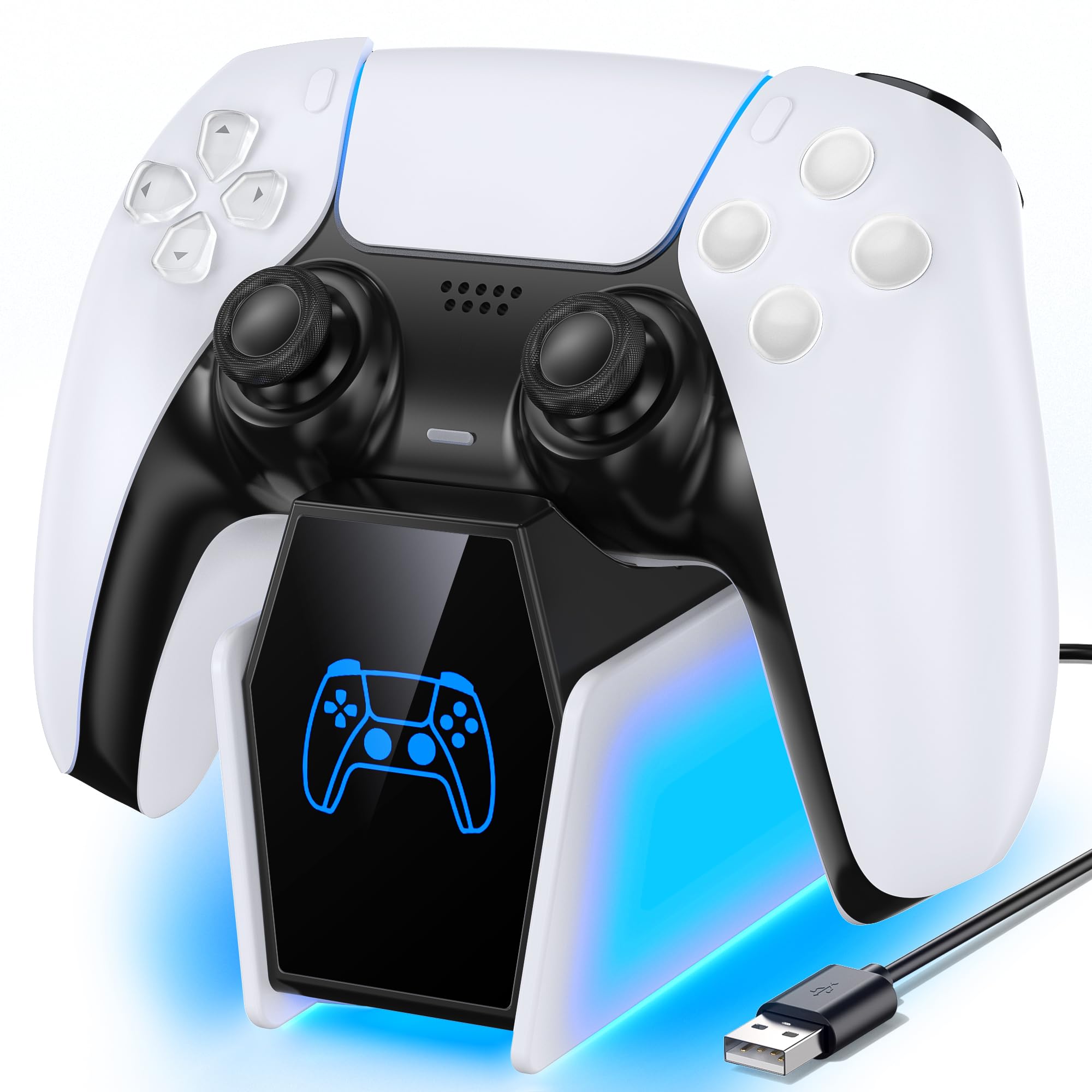 

Solo PS5 Controller Charging Storage Simply Place and LED Indicator Overcharge Compact and PS5 Peripheral USB Cable Compatible with DualSense and