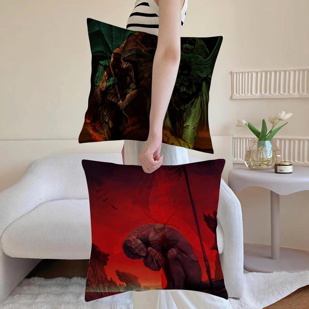Wayne Barlowe Cushion Cover Anti-dustmite Pillowcase Invisible Zipper Silky Short Plush Sofa Cushion Cover