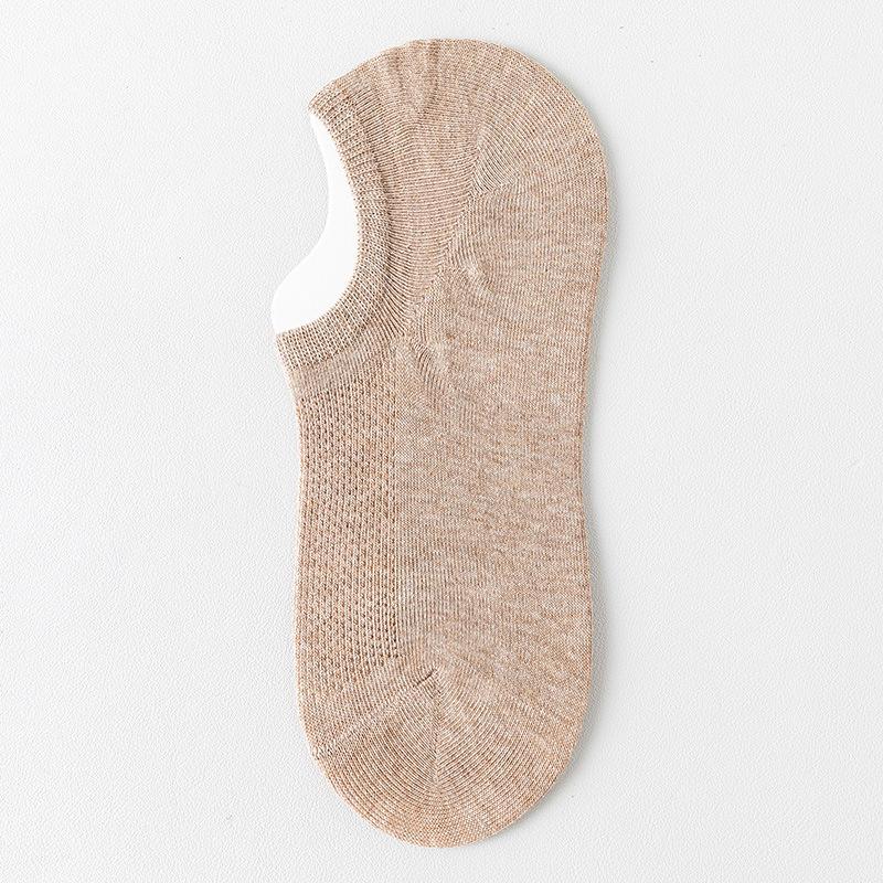 Men's Boat Socks, Solid-color Cotton Socks, Summer Shallow-mouthed Short Socks, Thin Mesh, Antibacterial and Deodorizing Solid-color Invisible Socks