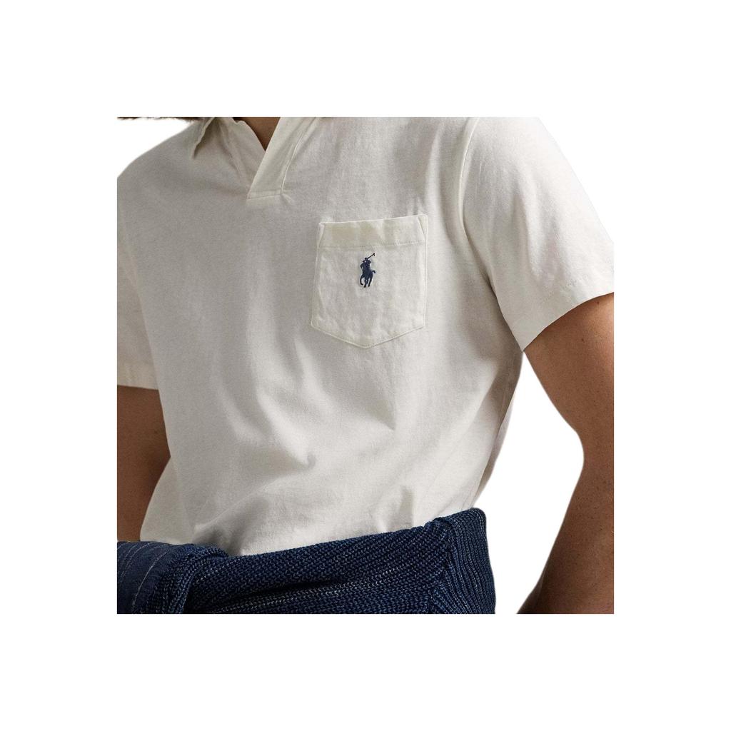 Polo Ralph Lauren Solid Logo Pattern Short Sleeve Polo Shirt Men tops Cream 710964512-002