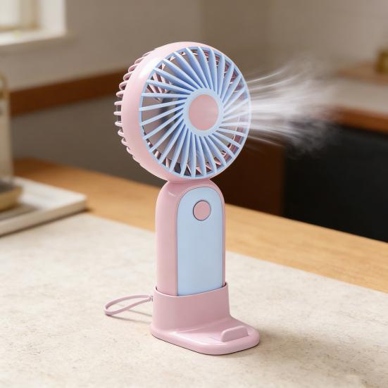 Portable Mini Fan Foldable Handheld Personal Fan 3 Speeds USB Rechargeable Cooling Fan with Detachable Base for Office Travel Home Use