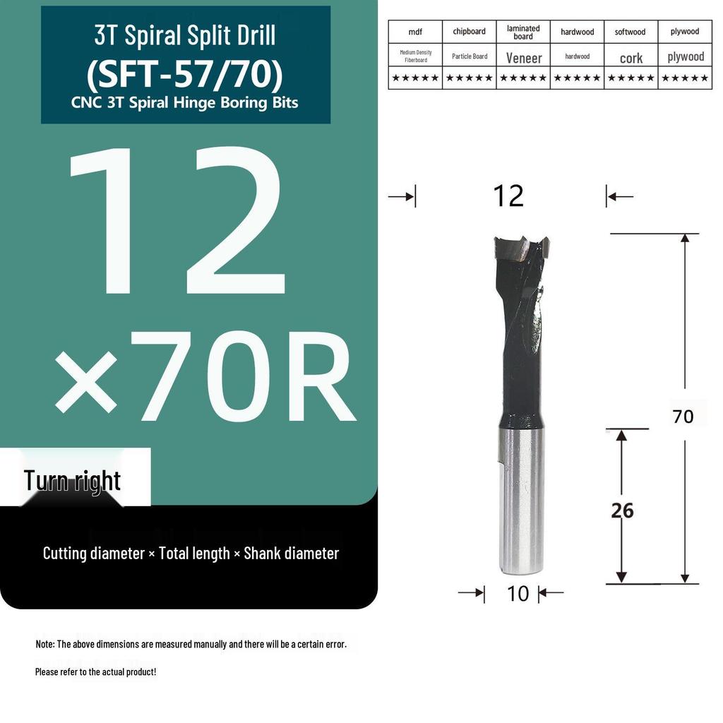 Yasen CNC Woodworking Three-Flute Spiral Drill Bit and Hole Opener