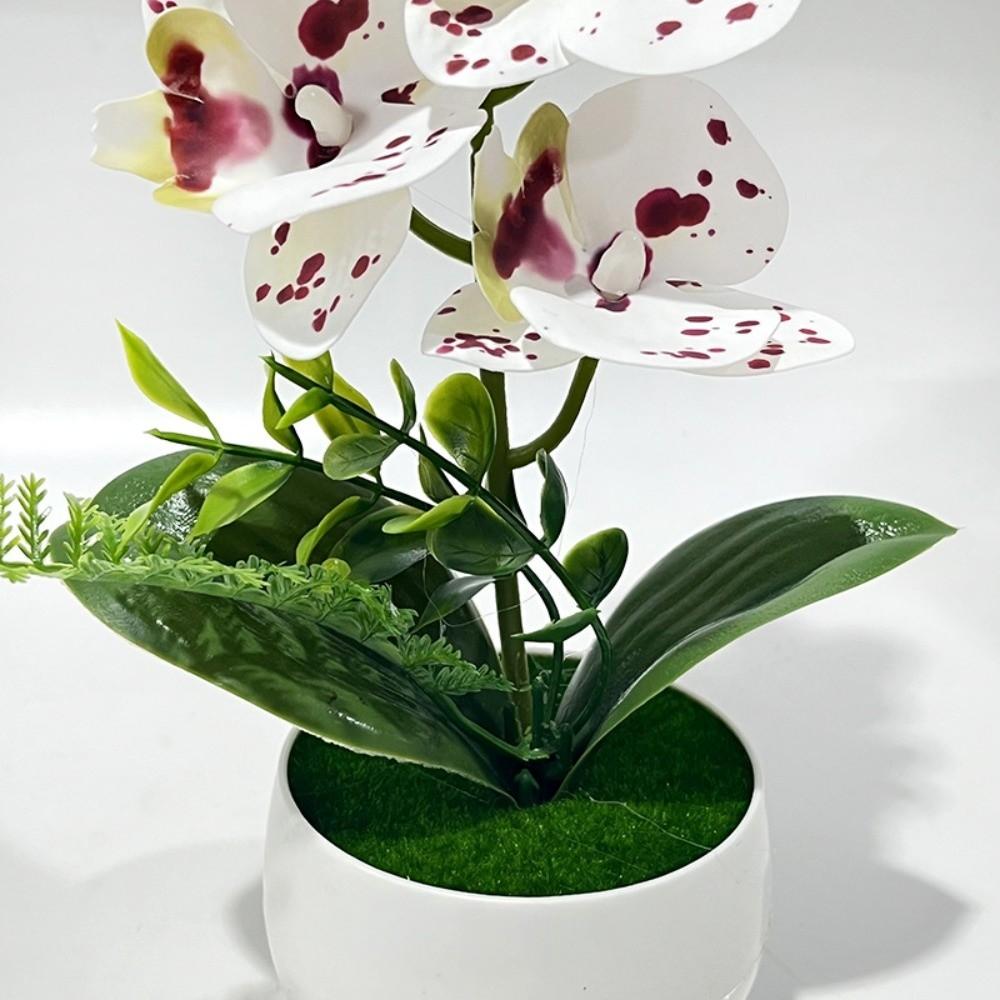 Pink Simulated Flower Butterfly Orchid Potted Artificial Faux Plants Living Room Ornaments