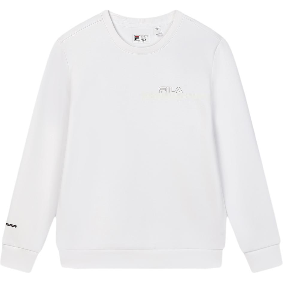 Fila White Series Solid Color Round Neck Comfortable Casual Sweatshirt Men sweatshirt F11M447202A-WT